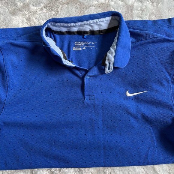 Nike Golf Dri Fit Men's Polo Shirt Size L Dotted Dark Short Sleeve - Picture 5 of 6